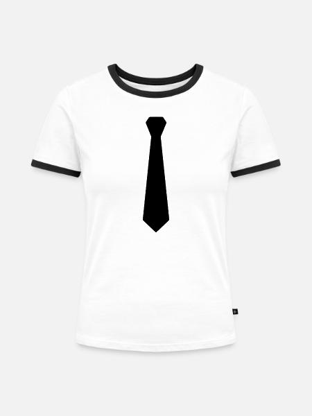 Krawatte - Frauen Kontrast-T-Shirt - Weiß/Schwarz