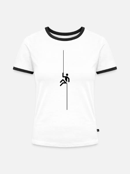 Abseiler - Frauen Kontrast-T-Shirt - Weiß/Schwarz