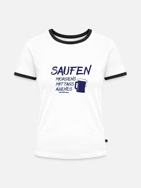 Saufen - Frauen Kontrast-T-Shirt - Weiß/Schwarz