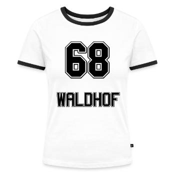 Mannheim 68 Waldhof - Frauen Kontrast-T-Shirt - Weiß/Schwarz - Vorne - Selfina (174cm)