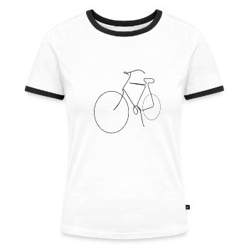 Minimalismus Line Art Kunst Fahrrad Bike - Frauen Kontrast-T-Shirt - Weiß/Schwarz - Vorne - Selfina (174cm)