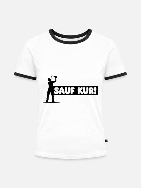 Sauf Kur Party - Frauen Kontrast-T-Shirt - Weiß/Schwarz