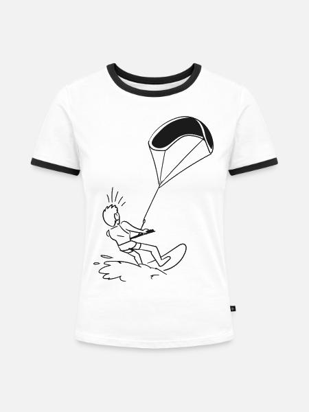 Kite Surfer / Kiter - Frauen Kontrast-T-Shirt - Weiß/Schwarz