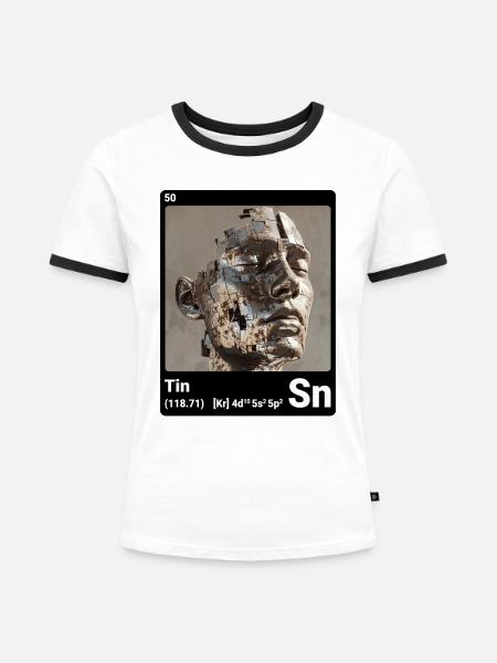 AI am Tin (bk) - Frauen Kontrast-T-Shirt - Weiß/Schwarz