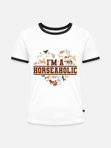 Pferdeliebhaber - Frauen Kontrast-T-Shirt - Weiß/Schwarz