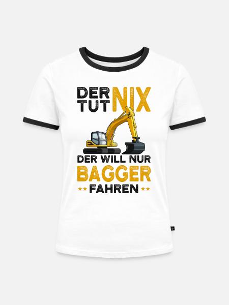 Bagger - Frauen Kontrast-T-Shirt - Weiß/Schwarz