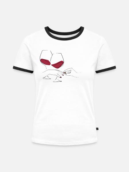 Verlobung - Frauen Kontrast-T-Shirt - Weiß/Schwarz