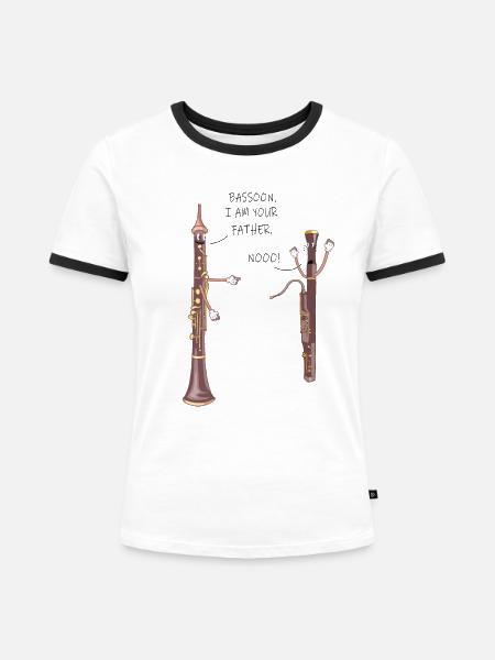 Holzblasinstrument Musik Oboe Bassoon - Frauen Kontrast-T-Shirt - Weiß/Schwarz