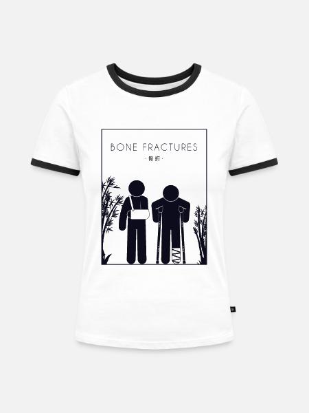 Knochenbrüche Chinesischer Hanzi-Knochenbruch - Frauen Kontrast-T-Shirt - Weiß/Schwarz