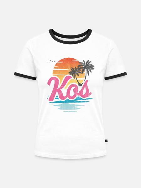 Kos - Frauen Kontrast-T-Shirt - Weiß/Schwarz