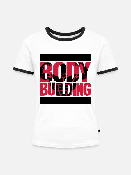 bodybuilding 1_2c - Frauen Kontrast-T-Shirt - Weiß/Schwarz