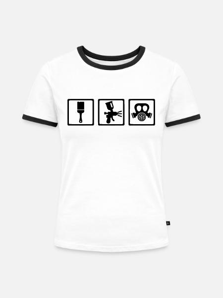 Lackierer - Frauen Kontrast-T-Shirt - Weiß/Schwarz
