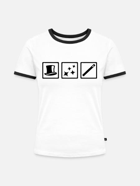 Zauberer - Frauen Kontrast-T-Shirt - Weiß/Schwarz