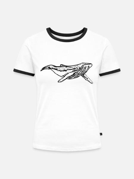 Wal - Frauen Kontrast-T-Shirt - Weiß/Schwarz