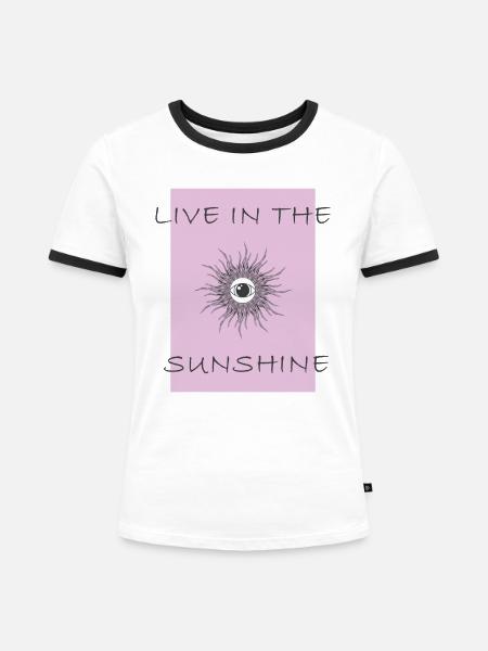 im Sonnenschein leben - Frauen Kontrast-T-Shirt - Weiß/Schwarz