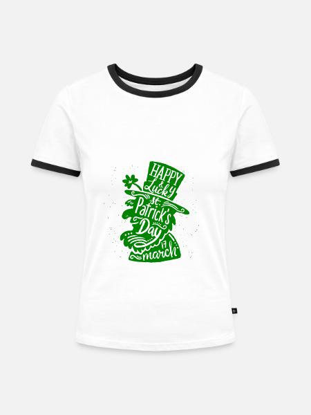 Frohen St. Patricks Day - Frauen Kontrast-T-Shirt - Weiß/Schwarz