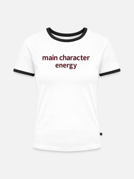 Statement Spruch bestickt - Frauen Kontrast-T-Shirt - Weiß/Schwarz