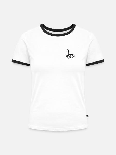 Mousepad - Frauen Kontrast-T-Shirt - Weiß/Schwarz