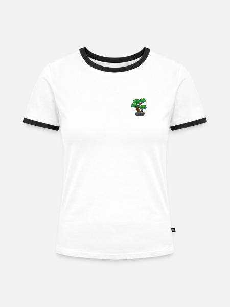 Bonsai - Frauen Kontrast-T-Shirt - Weiß/Schwarz