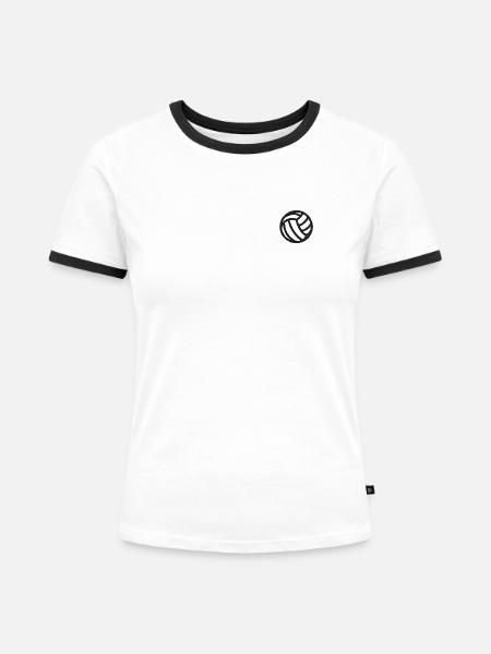 Volleyball schwarz bestickt - Frauen Kontrast-T-Shirt - Weiß/Schwarz