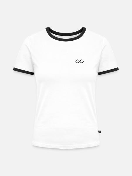 Brille - Frauen Kontrast-T-Shirt - Weiß/Schwarz