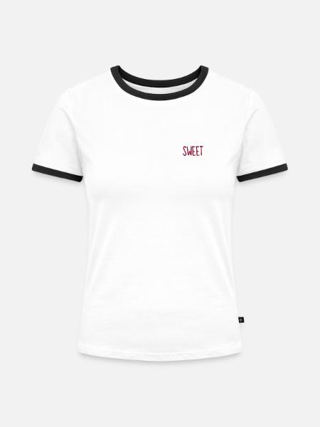 Sweet - Frauen Kontrast-T-Shirt - Weiß/Schwarz