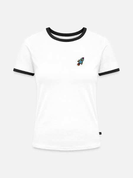 Spaceship - Frauen Kontrast-T-Shirt - Weiß/Schwarz