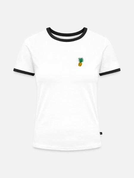 Ananas - Frauen Kontrast-T-Shirt - Weiß/Schwarz