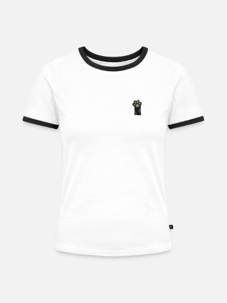Cat toes - Frauen Kontrast-T-Shirt - Weiß/Schwarz