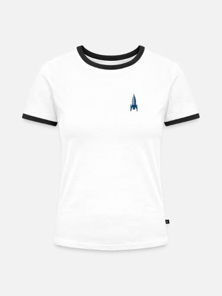 Rakete - Frauen Kontrast-T-Shirt - Weiß/Schwarz