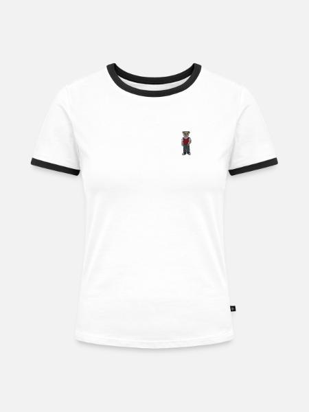 Teddybär 10 - Frauen Kontrast-T-Shirt - Weiß/Schwarz