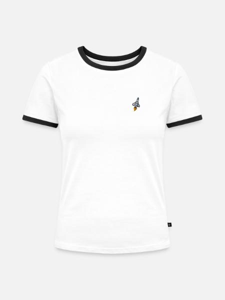Space shuttle - Frauen Kontrast-T-Shirt - Weiß/Schwarz