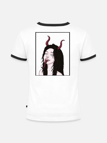 Demon inside - Frauen Kontrast-T-Shirt - Weiß/Schwarz