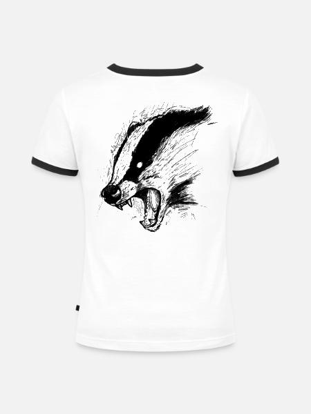 Dachs - Frauen Kontrast-T-Shirt - Weiß/Schwarz