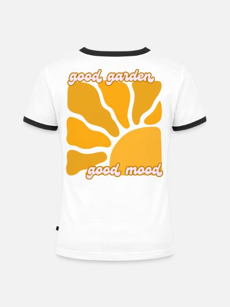good garden good mood T-Shirt - Frauen Kontrast-T-Shirt - Weiß/Schwarz
