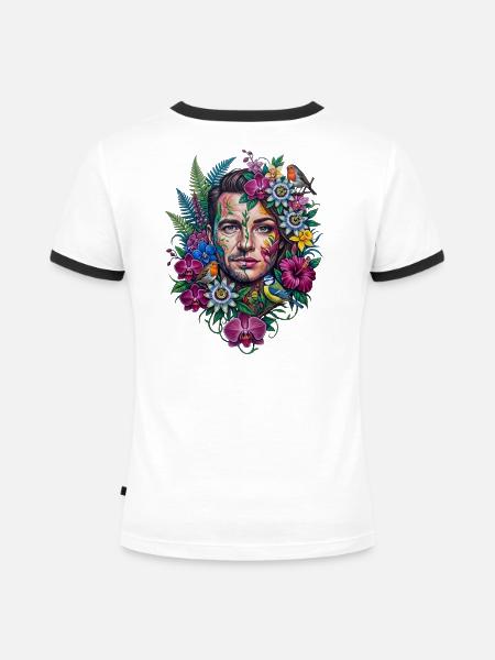 Gesicht der Vielfalt Blumen - Frauen Kontrast-T-Shirt - Weiß/Schwarz