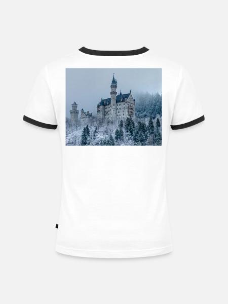 Schloss - Frauen Kontrast-T-Shirt - Weiß/Schwarz