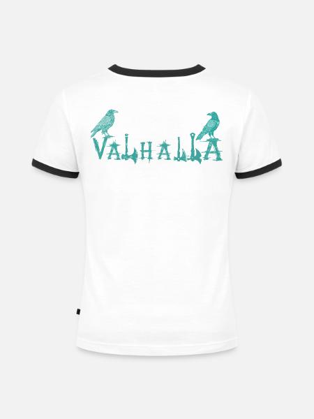 Valhalla Runenraben Stil Shirt - Frauen Kontrast-T-Shirt - Weiß/Schwarz