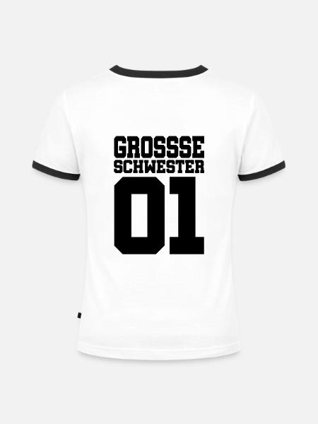 Große Schwester Partnershirt - Frauen Kontrast-T-Shirt - Weiß/Schwarz