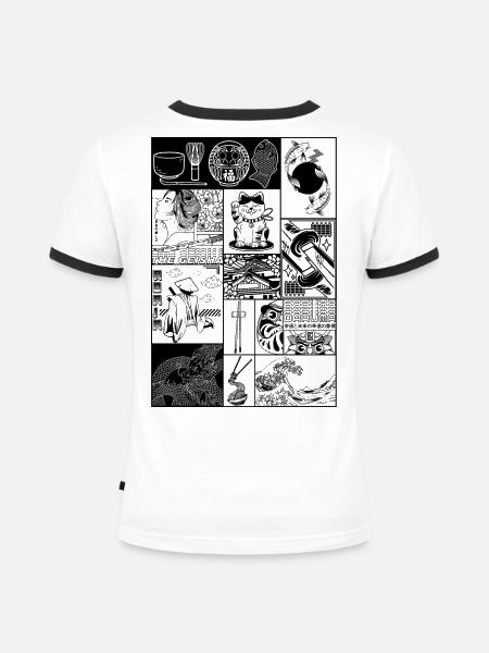 Japanisches Pop-Art-Design schwarz - Frauen Kontrast-T-Shirt - Weiß/Schwarz