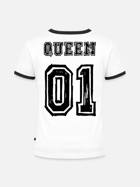 Queen King Partnerlook Love - Frauen Kontrast-T-Shirt - Weiß/Schwarz