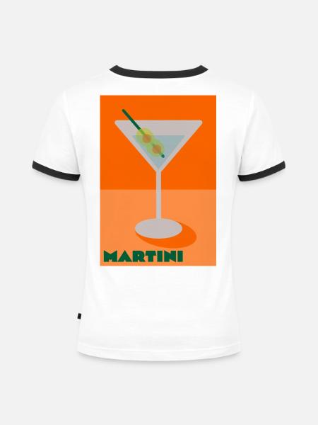 Martini Print - Frauen Kontrast-T-Shirt - Weiß/Schwarz