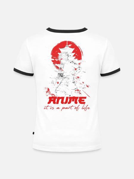 Anime for life - Animekarakter - Frauen Kontrast-T-Shirt - Weiß/Schwarz