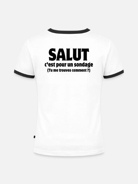 Hallo, hallo, Umfrage - Frauen Kontrast-T-Shirt - Weiß/Schwarz