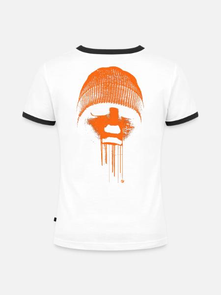 Beanie Rebell - Frauen Kontrast-T-Shirt - Weiß/Schwarz