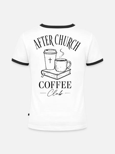 Church Coffee - Frauen Kontrast-T-Shirt - Weiß/Schwarz