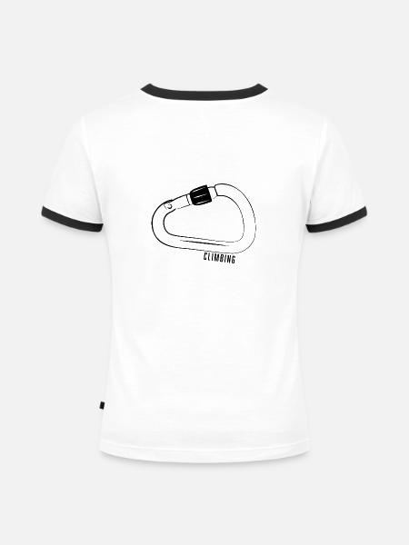 SCHWARZER KLETTERKARABINER - Frauen Kontrast-T-Shirt - Weiß/Schwarz