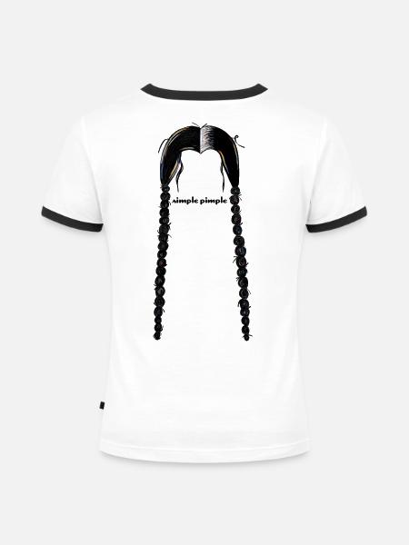 Black simple pimple playful - Frauen Kontrast-T-Shirt - Weiß/Schwarz