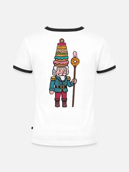 Donut-Cracker Nussknacker - Frauen Kontrast-T-Shirt - Weiß/Schwarz