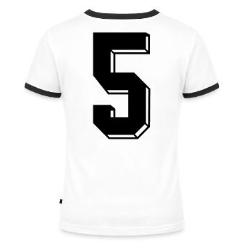 Retroshirt BRD 1974 WM EM 2024 50 Jahre Jubiläum - Frauen Kontrast-T-Shirt - Weiß/Schwarz - Hinten - Selfina (174cm)